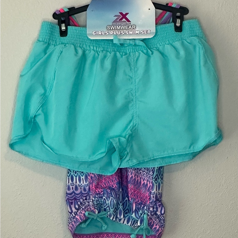 Zeroxposur Girls Calypso 3 Piece Tankini/Cover Up Short Set NWT Size L 14.5/16.5 - Picture 3 of 10